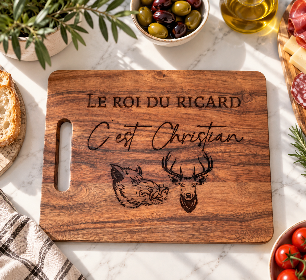 Grande Apéro personalisée en bois, cadeau idéal pour chasseur