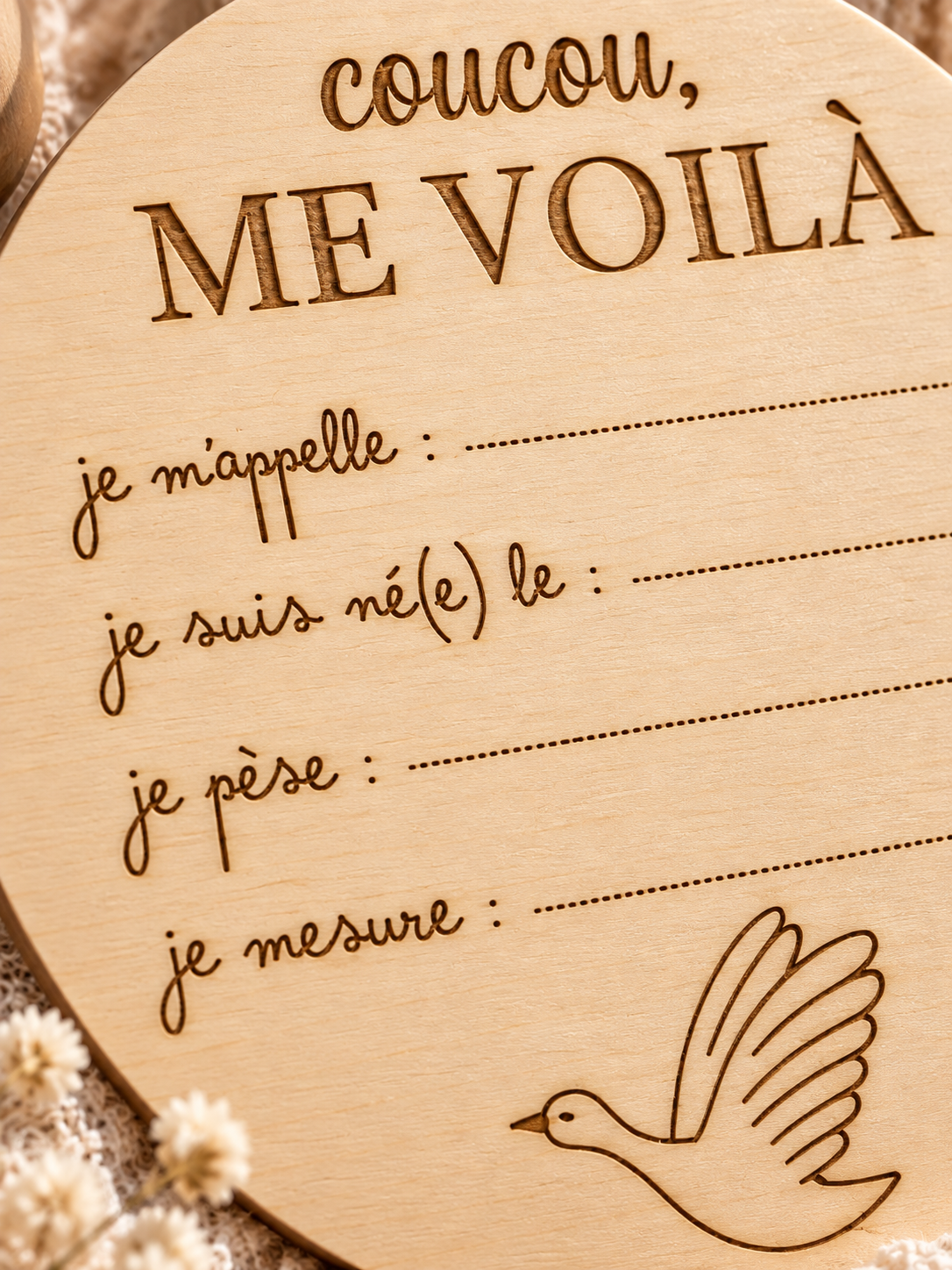 Gravure sur carte de naissance personnalisée