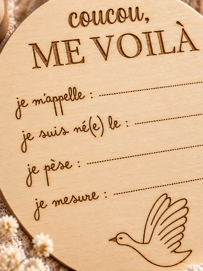 Gravure sur carte de naissance personnalisée