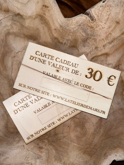 Carte cadeau en bois ou dématerialisée