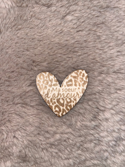 Magnet cœur léopard