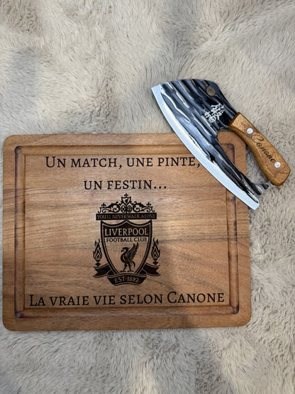Planche à Découper personnalisée en Bois d'Acacia + Couteau Original Japonais