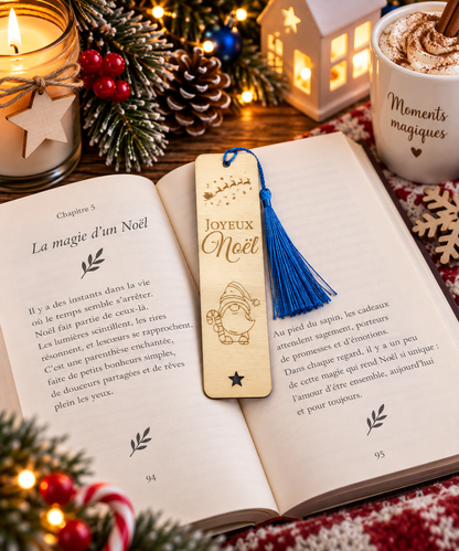 Marque-page de Noël personnalisé en bois
