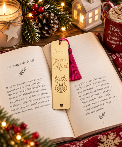 Marque-page personnalisé de Noël en bois