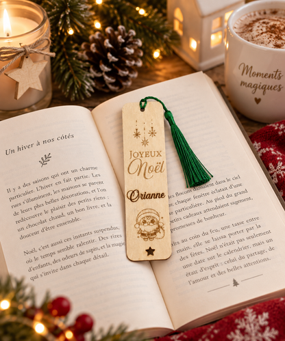 Marque-page personnalisé de Noël en bois
