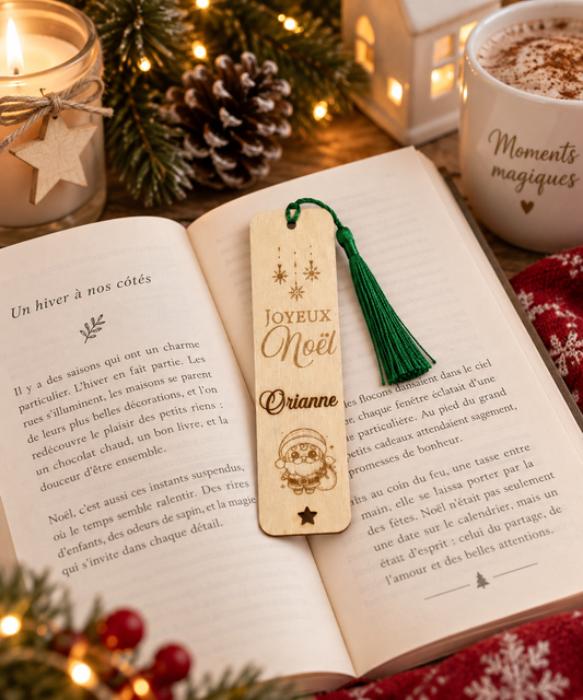 Marque-page personnalisé de Noël en bois