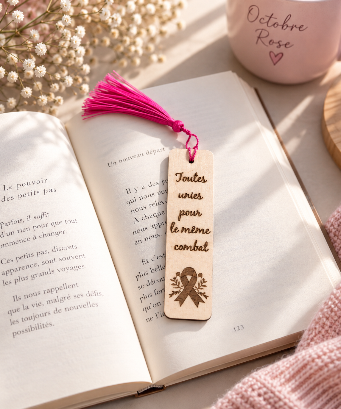 Marque page pour soutenir octobre rose personnalisé