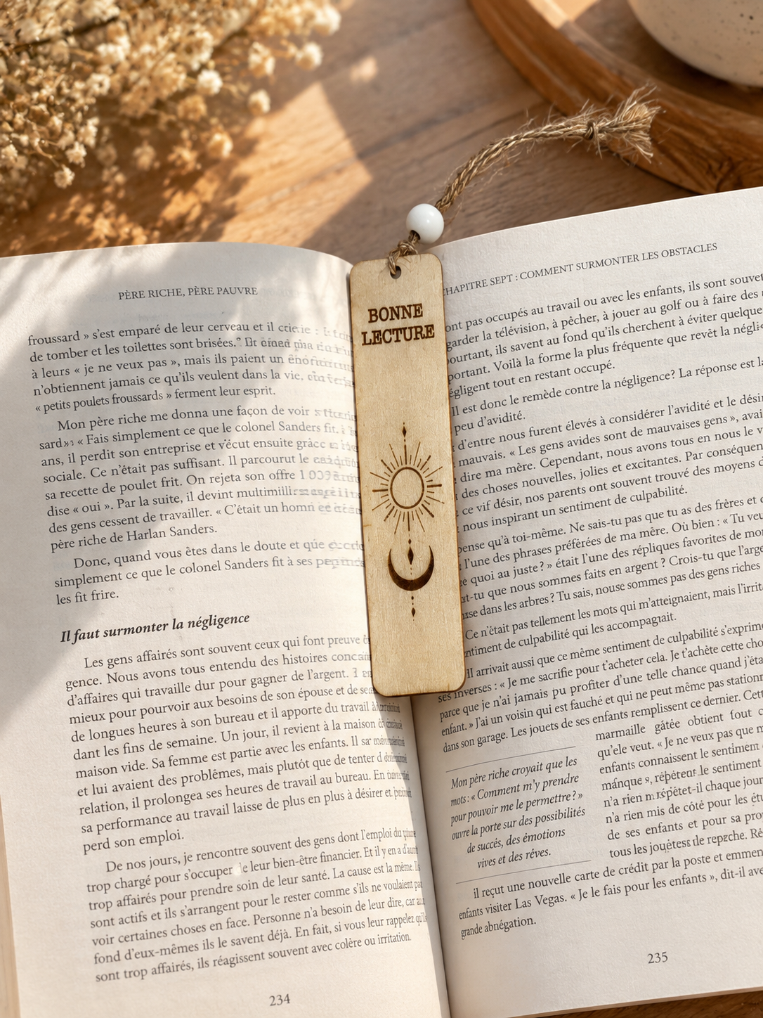 Marque page personnalisé en bois, cadeau pour lecteur