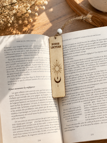 Marque page personnalisé en bois, cadeau pour lecteur