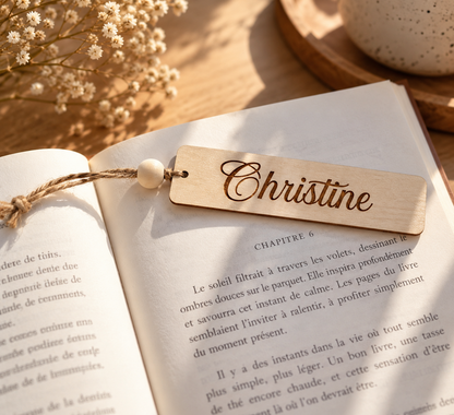 Marque page personnalisé en bois, cadeau pour maman personnalisé