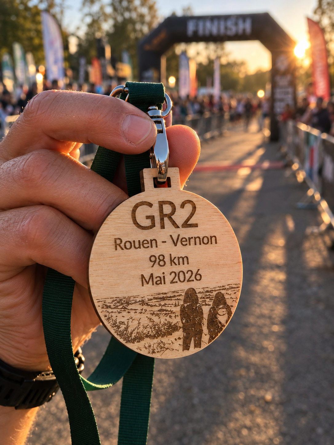 Médaille sportive personnalisée en bois