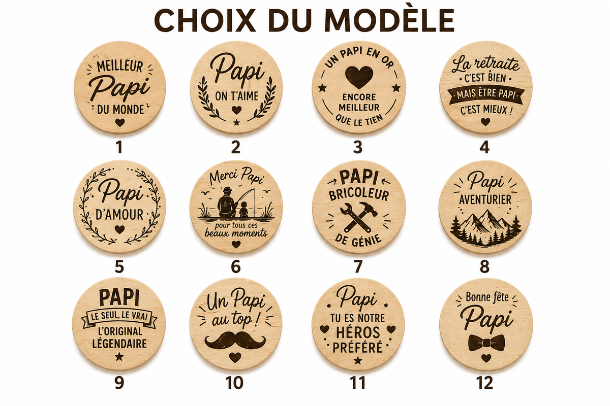 Modèle pour bouchons de vin personnalisés en bois