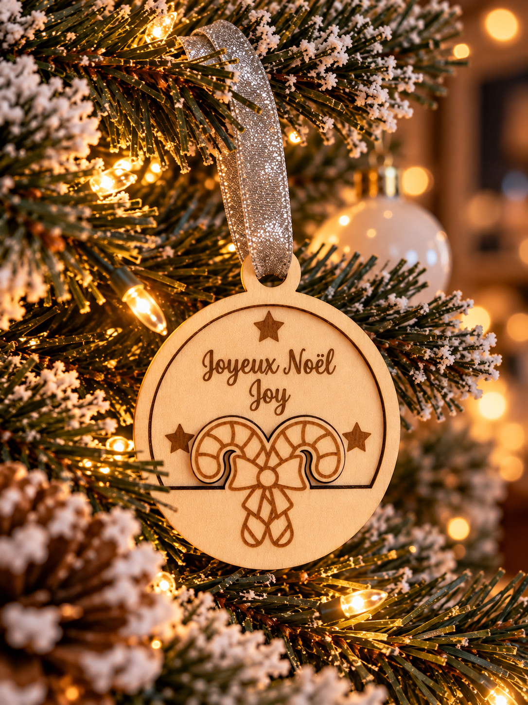 Décoration sapin de Noël personnalisée avec sucre d'orge