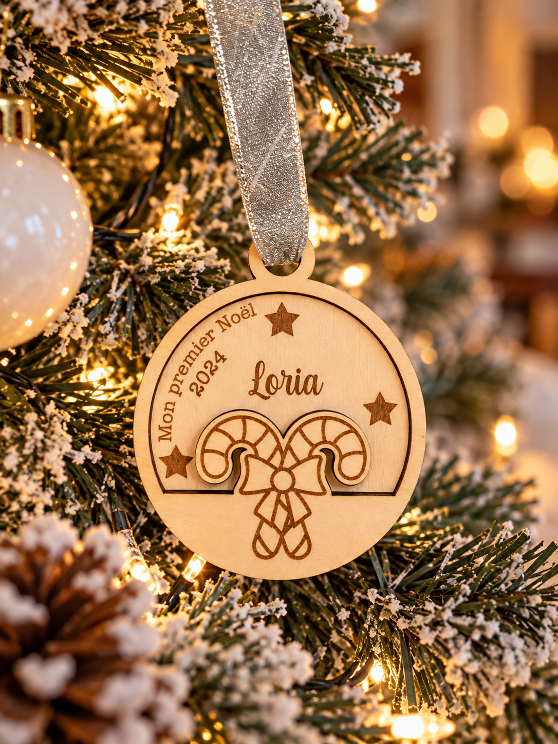 Ornement de Noël personnalisé en bois