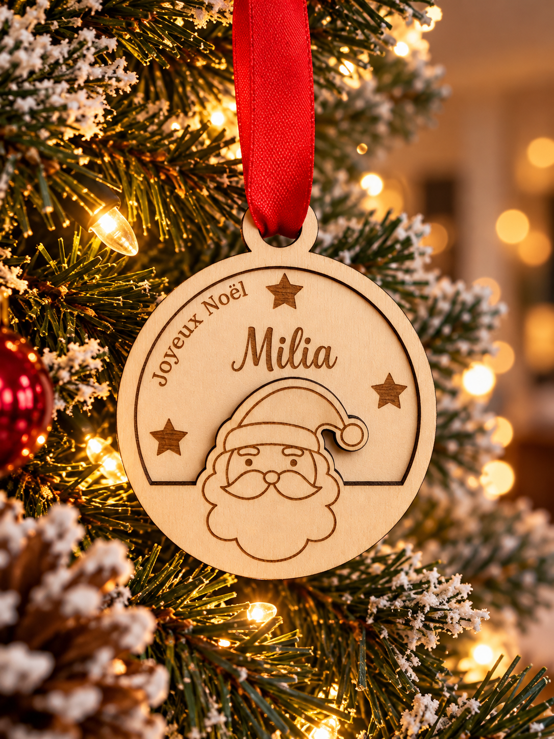 Boule de Noël personnalisée avec père Noël
