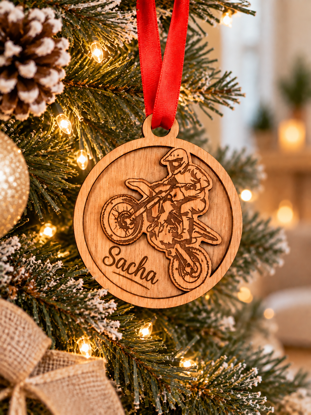 Décoration de Noël moto crosse personnalisée