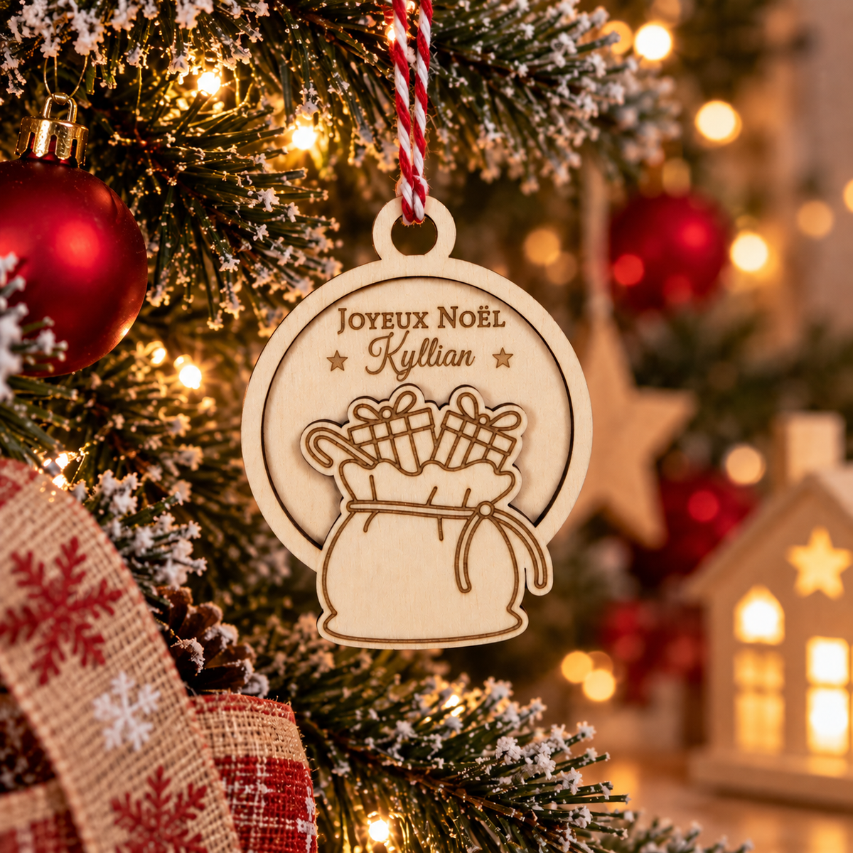 Ornement de Noël personnalisé en bois