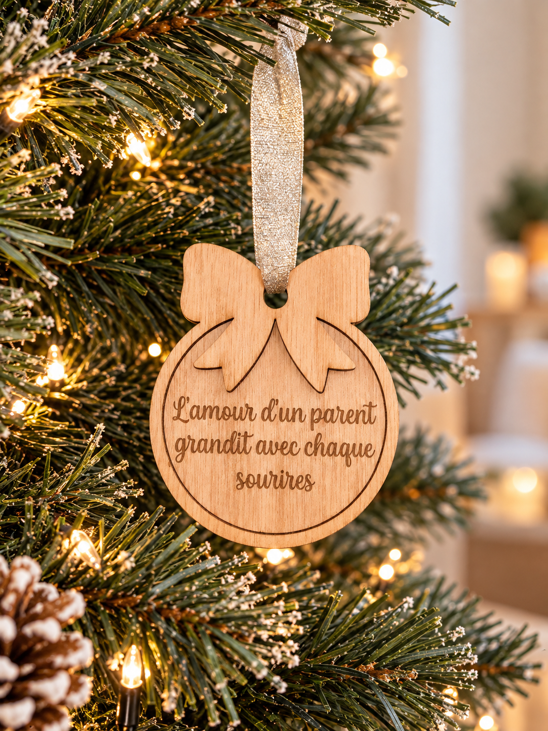Boule de Noël personnalisée avec message d'amour pour ses enfants