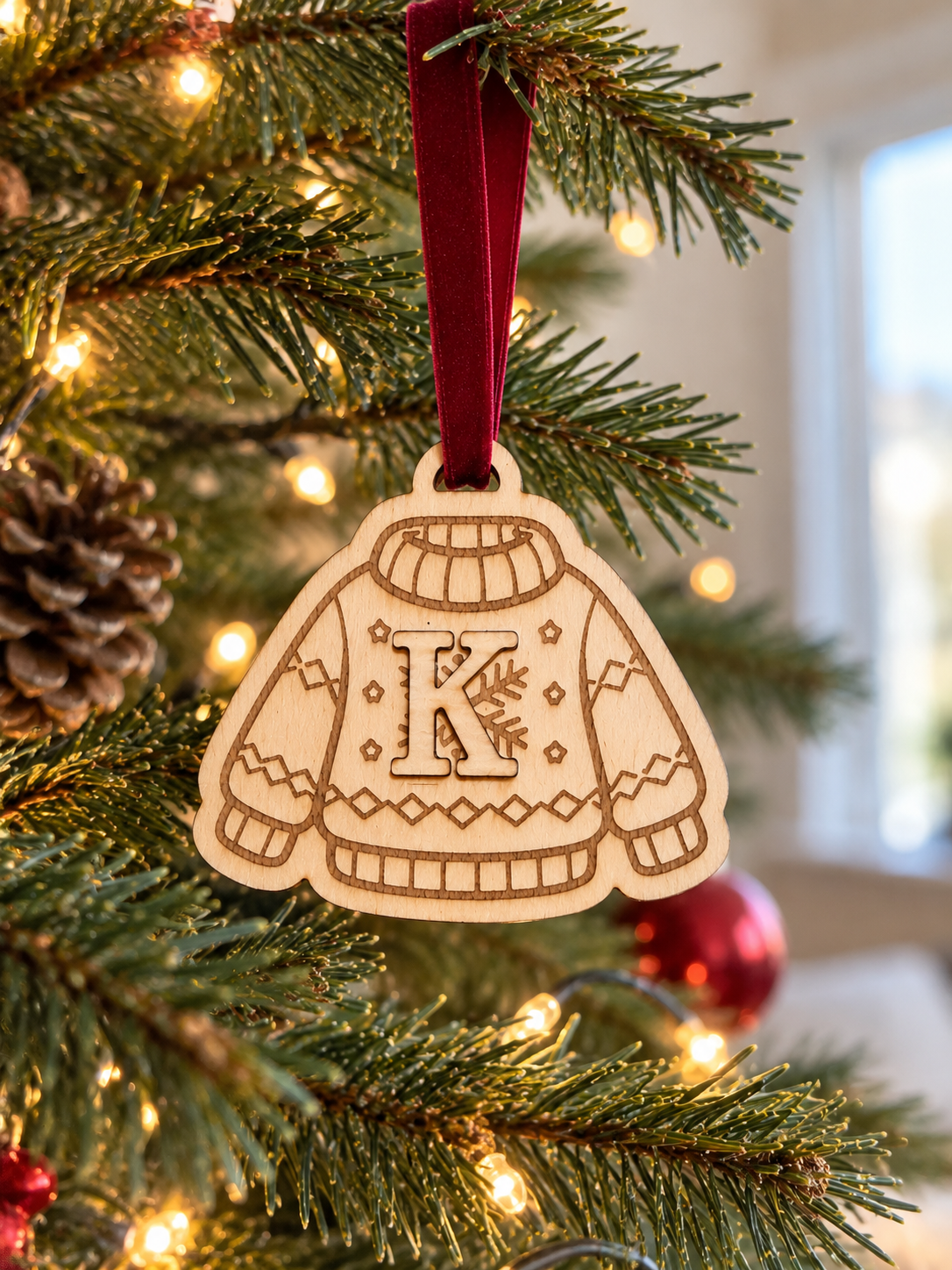 Décoration sapin de Noël personnalisée en bois