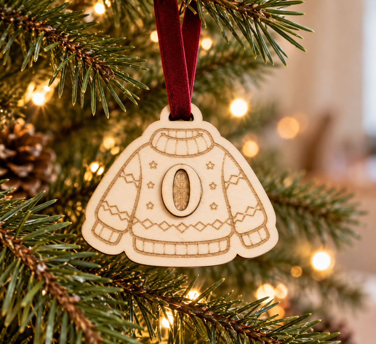 Décoration sapin de Noël personnalisée en bois
