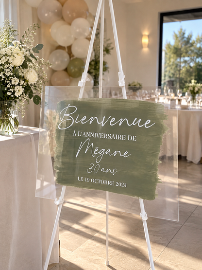 panneau de bienvenue pour l'anniversaire des 30 ans sur un chevalet