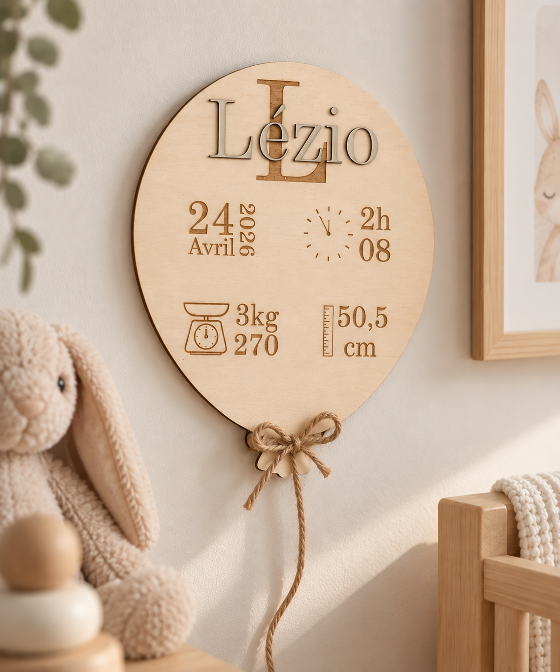 Panneau de naissance personnalisé en bois