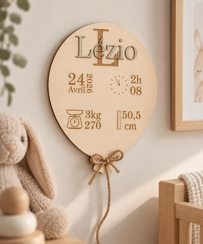 Panneau de naissance personnalisé en bois