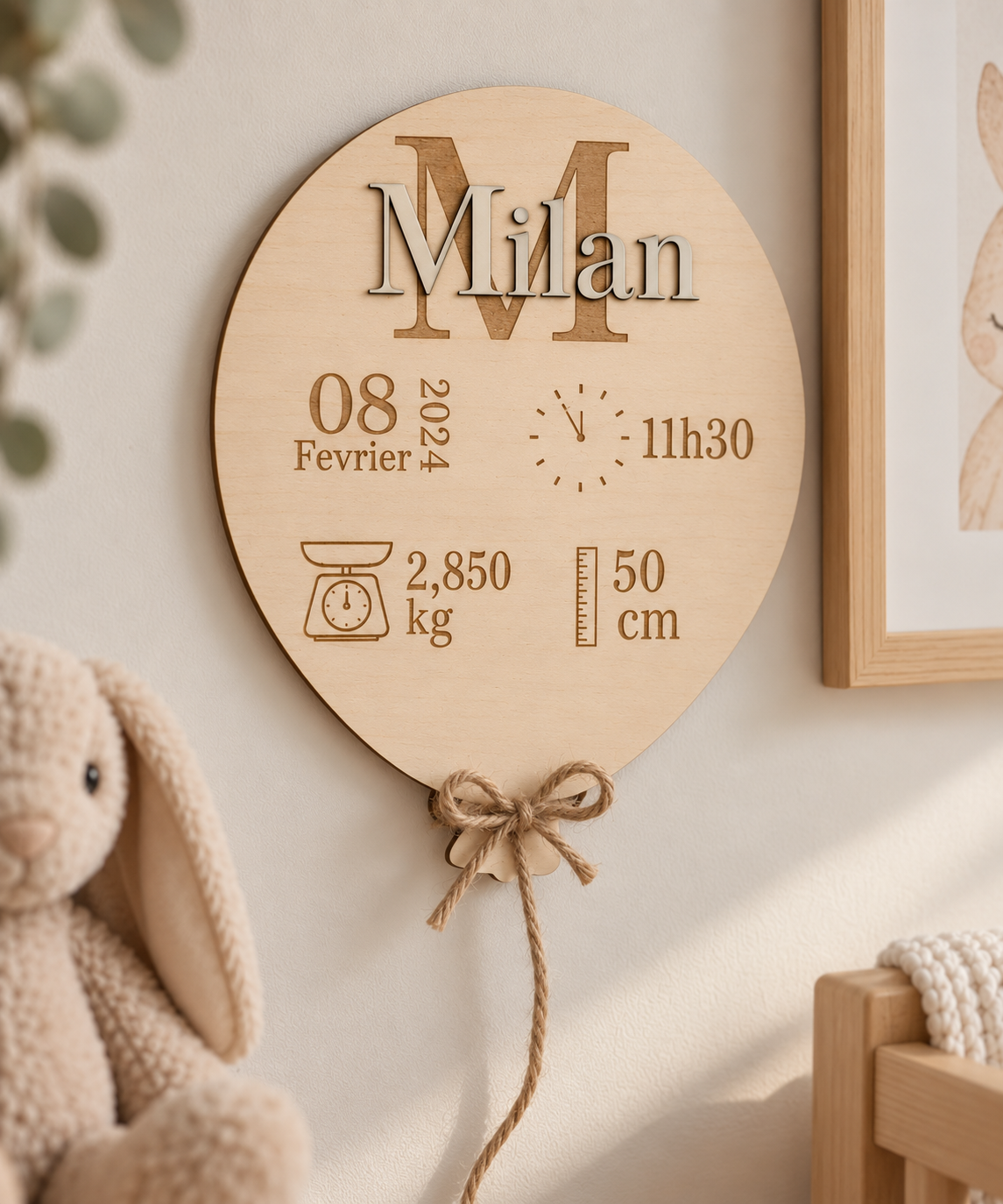 Panneau de naissance personnalisé en bois