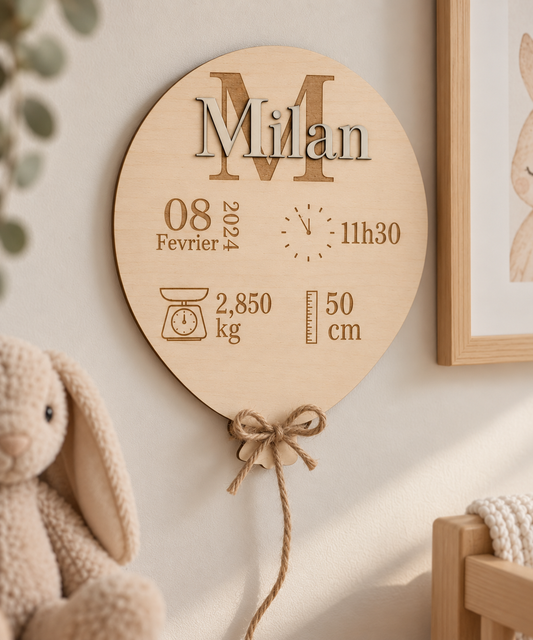 Panneau de naissance personnalisé en bois