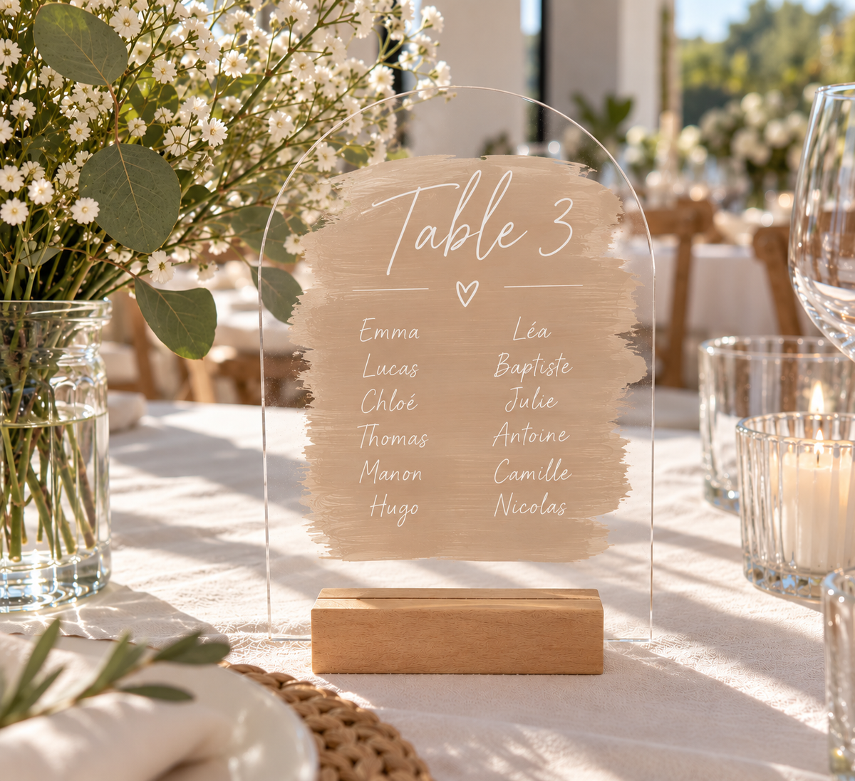 Panneau plan de table personnalisé pour mariage ou baptême
