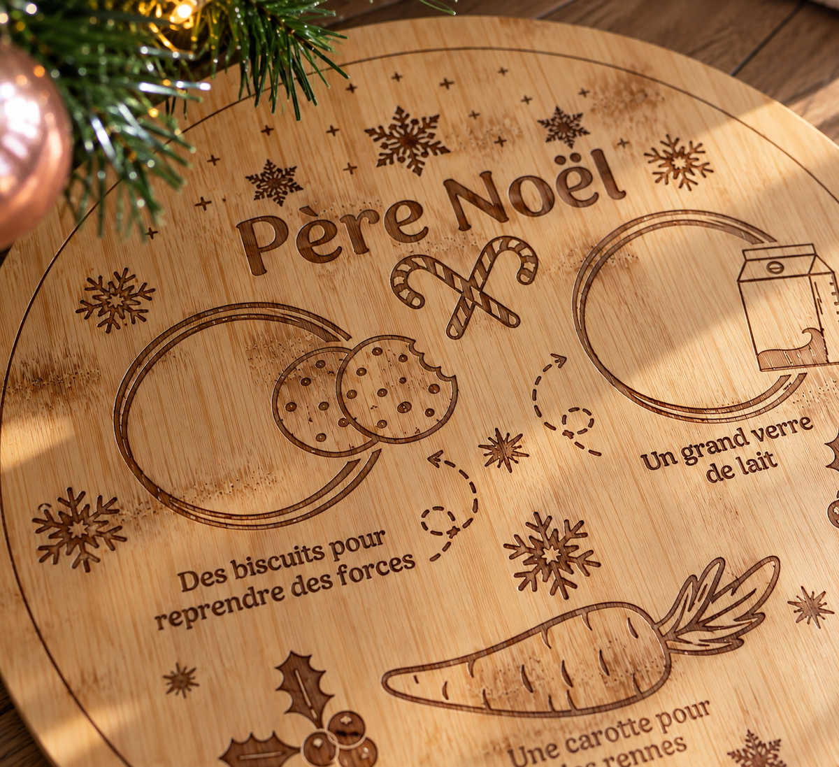Plateau du père Noël personnalisé en bois