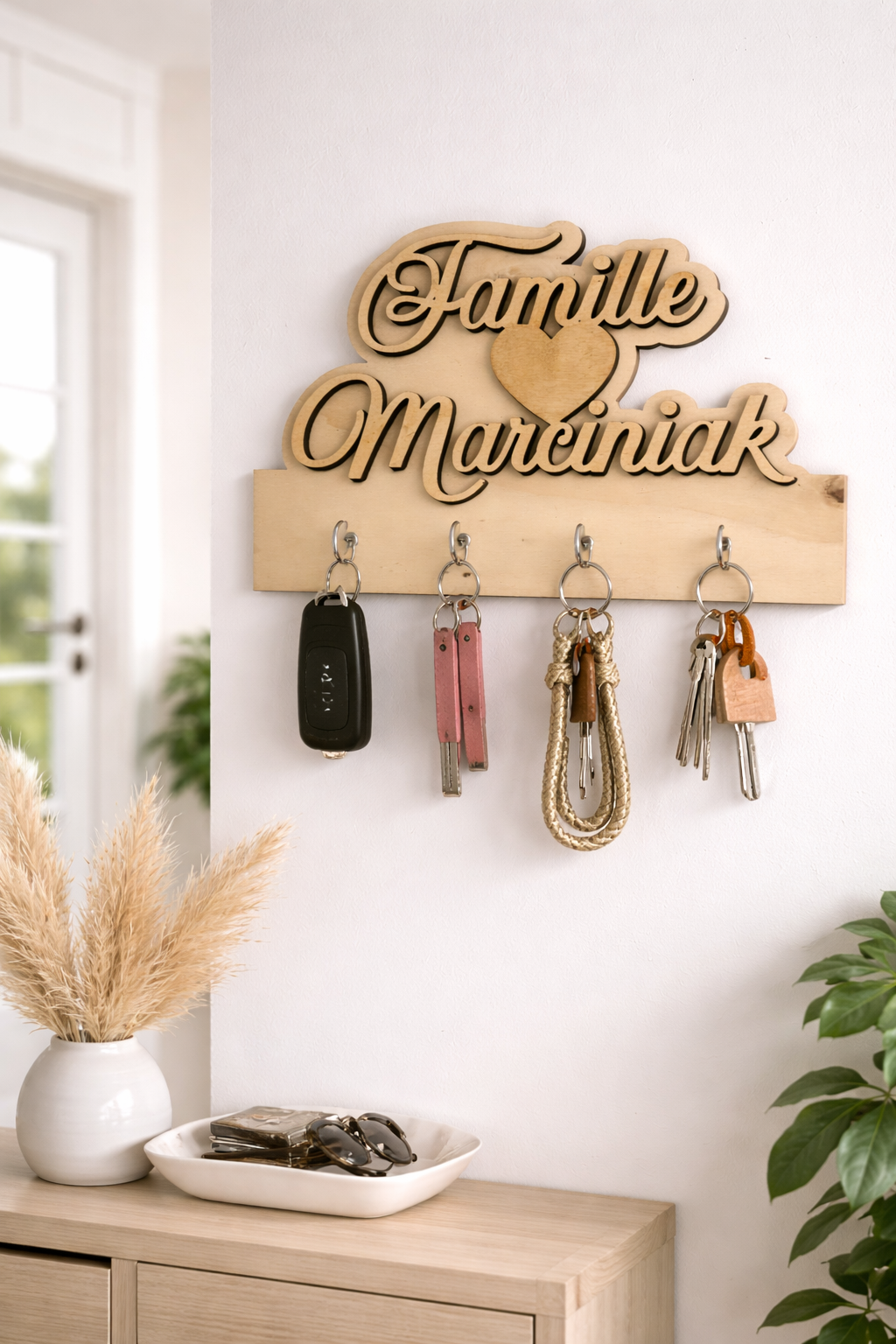 Porte-Clés Mural en Bois Personnalisé