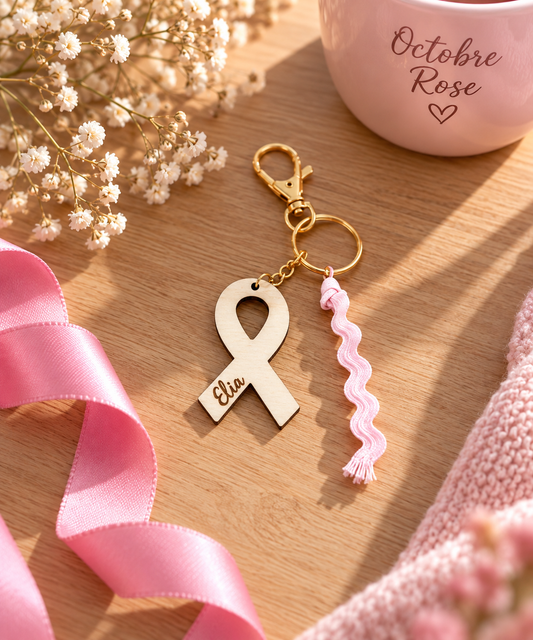 Porte clé solidaire octobre rose personnalisé pour soutenir les associations