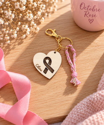 Porte clé solidaire octobre rose personnalisé