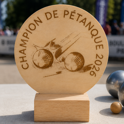 Récompense de pétanque personnalisé en bois