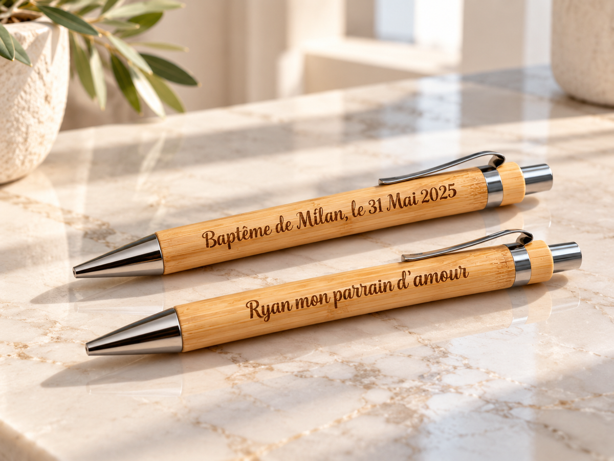 Stylos personnalisés, cadeau pour parrain et marraine