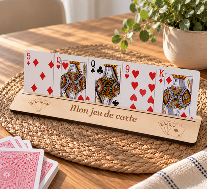 Support jeu de carte personnalisé en bois