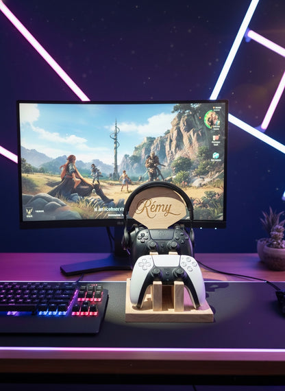 Support casque gaming et manettes personnalisé