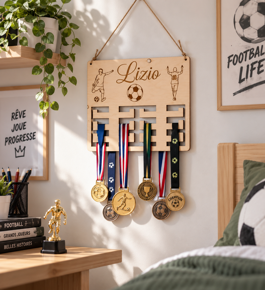 Support médaille de foot personnalisé