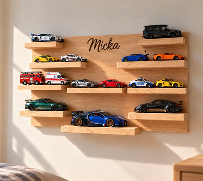 Support mural pour voitures miniatures en bois personnalisé