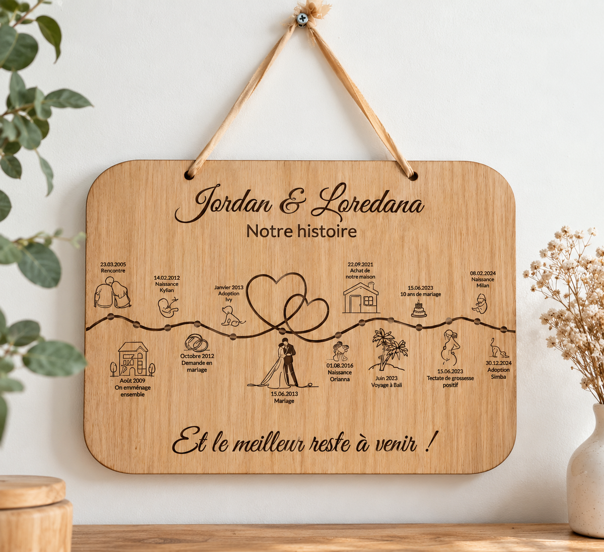 Cadeau pour amoureux personnalisé en bois