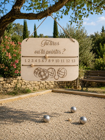 Tableau score de pétanque personnalisée en bois
