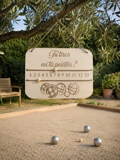 Tableau score de pétanque personnalisée en bois
