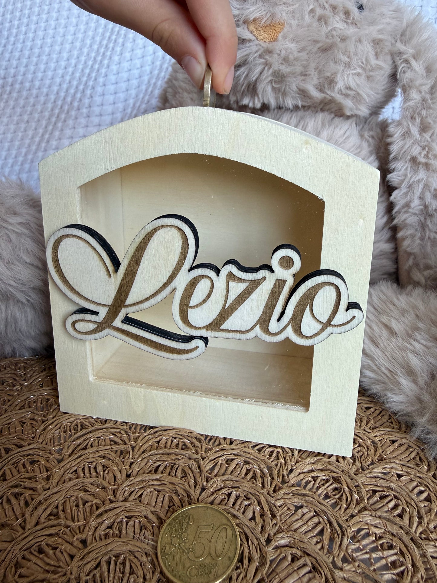Tirelire bébé personnalisée en bois