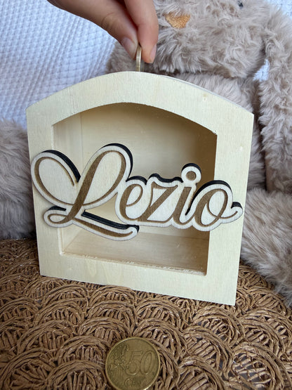 Tirelire bébé personnalisée en bois