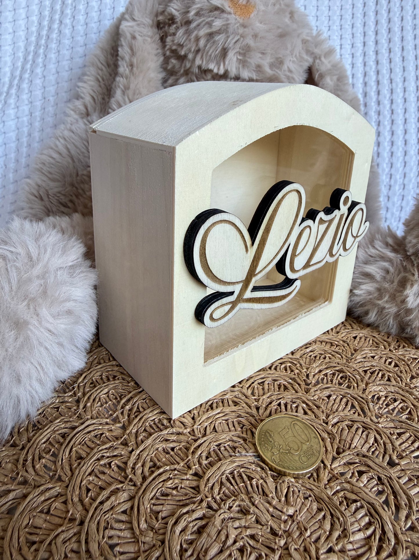 Tirelire pour bébé personnalisée en bois