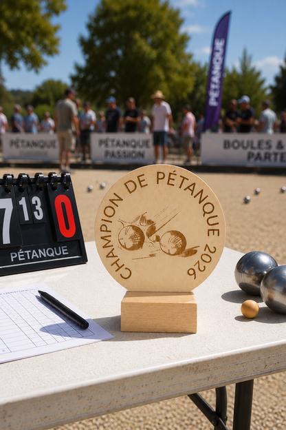 Trophée de pétanque personnalisé en bois