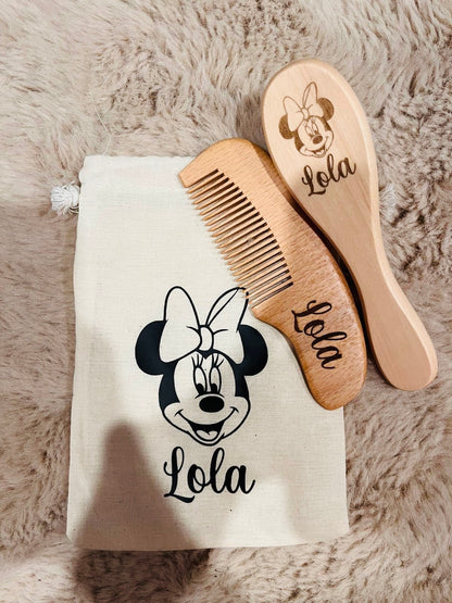 Lot peigne et brosse bébé personnalisé
