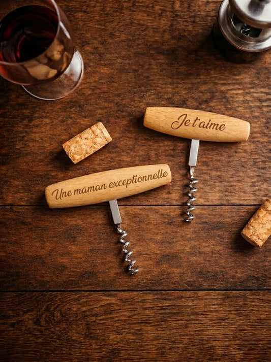 Tire-bouchon personnalisé en bois