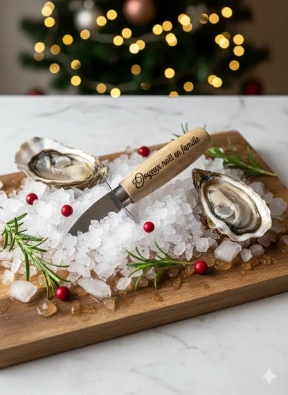 Couteau à huîtres avec manche en bois personnalisé